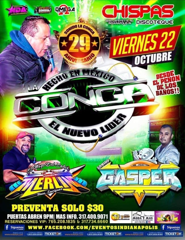 Event - HECHO EN MEXICO SONIDO LA CONGA " EL NUEVO LIDER " EN VIVO ! INDIANAPOLIS INDIANA - Indianapolis, Indiana - October 22, 2021 | concert tickets