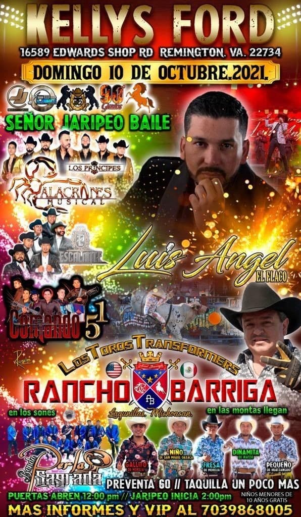 Event - LUIS ANGEL " EL FLACO ", BANDA PERLA SAGRADA Y OTROS EN VIVO ! REMINGTON VIRGINIA - Remington, Virginia - October 10, 2021 | concert tickets