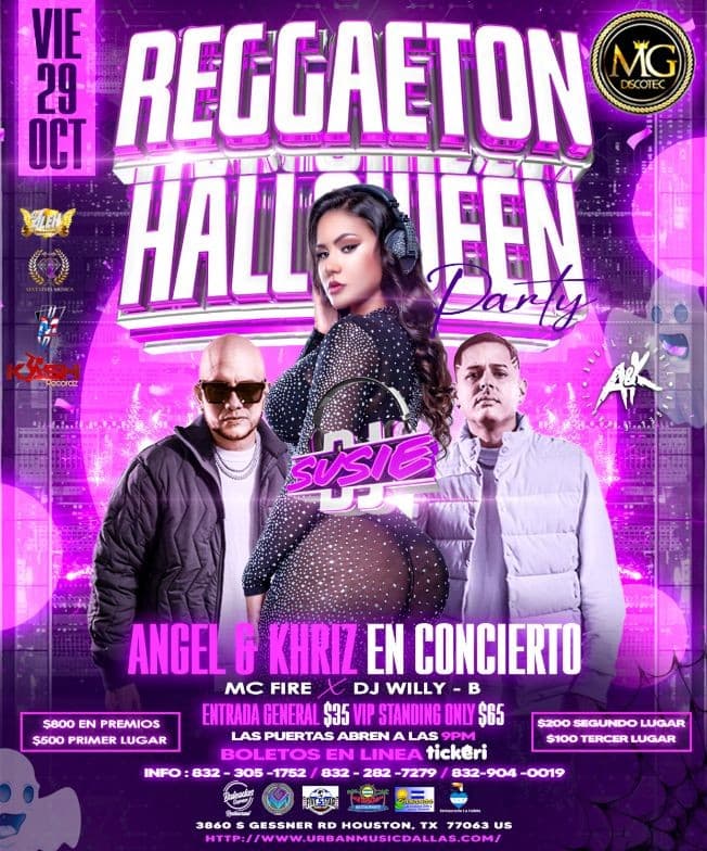 Event - ANGEL Y KHRIZ EN CONCIERTO - DJ SUSIE - MC FIRE - DJ WILLY B - REGGUETON HALLOWEEN PARTY- HOUSTON TEXAS (dja) - Houston, Texas - October 29, 2021 | concert tickets