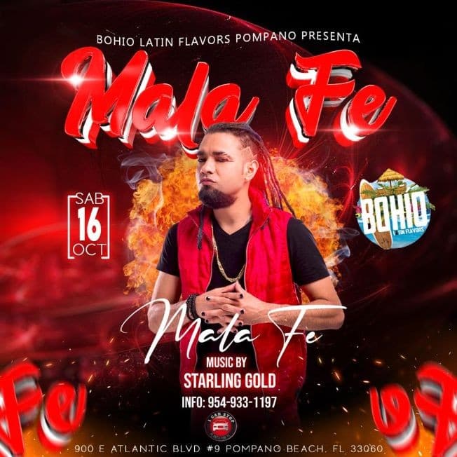 Event - Mala Fe @Bohio Latin Flavors Pompano - Pompano Beach, Florida - 16 de octubre de 2021 | concert tickets