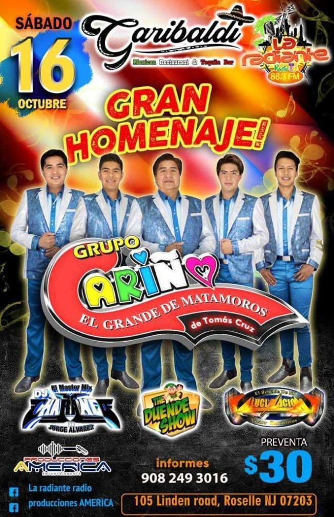 Event - GRUPO CARIÑO " EL GRANDE DE MATAMOROS " EN VIVO ! ROSELLE NEW JERSEY - Roselle, New Jersey - 16 de octubre de 2021 | concert tickets