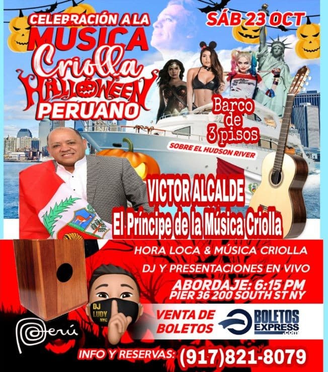 Event - CELEBRACION A LA MUSICA CRIOLLA - HALLOWEEN PERUANO SOBRE EL RIO HUDSON - CANCELADO - New York, New York - October 23, 2021 | concert tickets