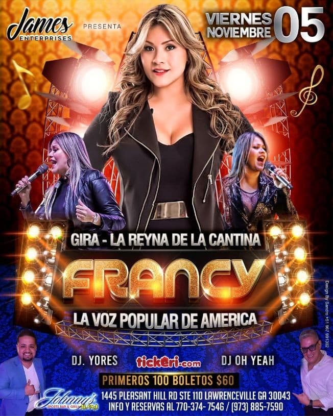Event - GIRA - LA REYNA DE LA CANTINA " FRANCY " EN VIVO ! LAWRENCEVILLE GEORGIA - Lawrenceville, Georgia - November 5, 2021 | concert tickets