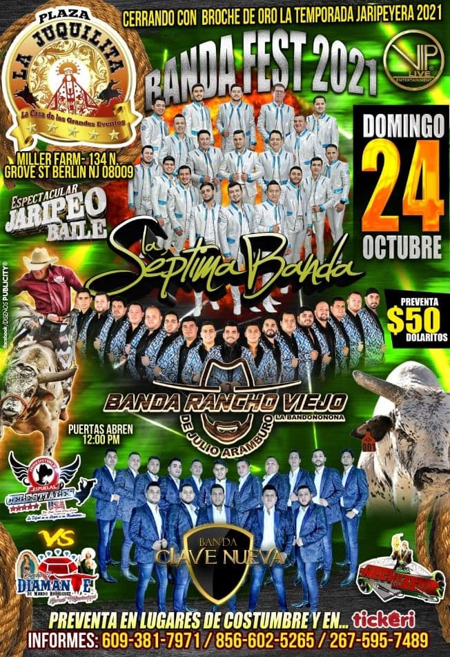 Event - Banda Fest 2021 : La Septima Banda, Banda Rancho Viejo, Banda Clave Nueva - BERLIN, NJ - Berlin, New Jersey - October 24, 2021 | concert tickets