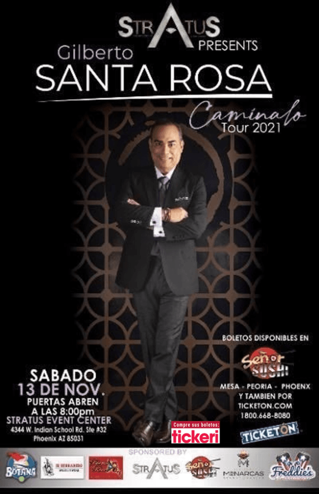 Event - GILBERTO SANTA ROSA " CAMINALO TOUR 2021 " EN VIVO ! PHOENIX ARIZONA - Phoenix, Arizona - November 13, 2021 | concert tickets