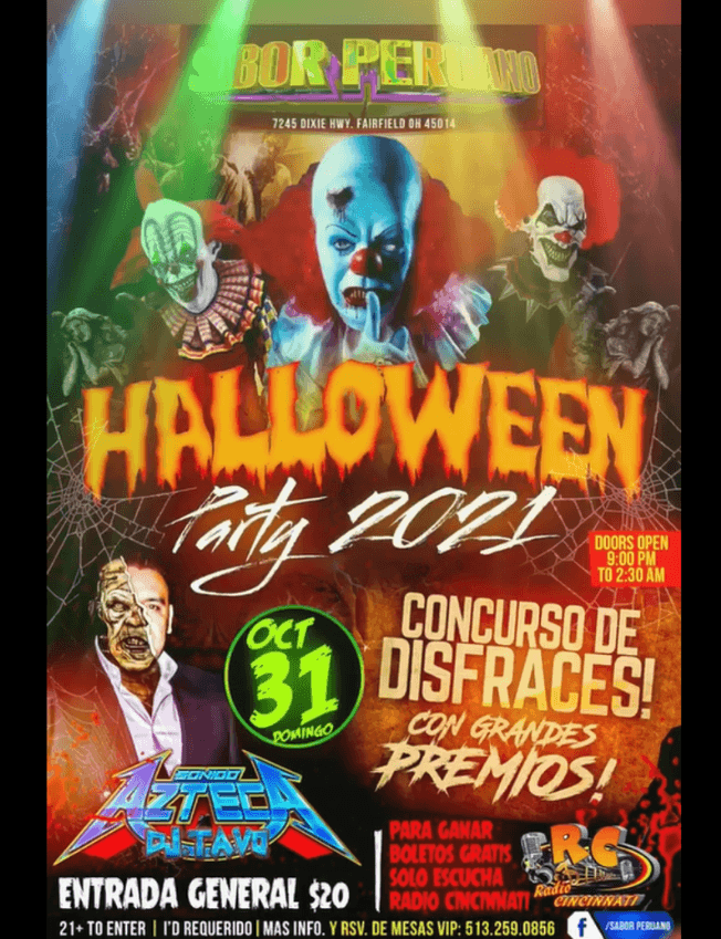 Event - HALLOWEEN PARTY 2021- SONIDO AZTECA - (sp) CONCURSO DE DISFRACES! FAIRFIELD OHIO - Fairfield, Ohio - October 31, 2021 | concert tickets