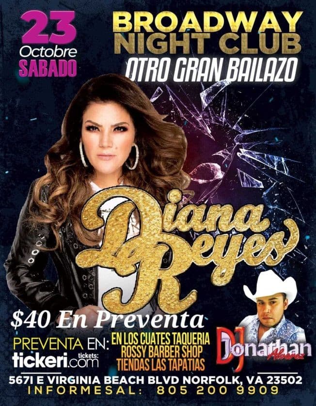Event - DIANA REYES EN CONCIERTO ! NORFOLK VIRGINIA - Norfolk, Virginia - October 23, 2021 | concert tickets