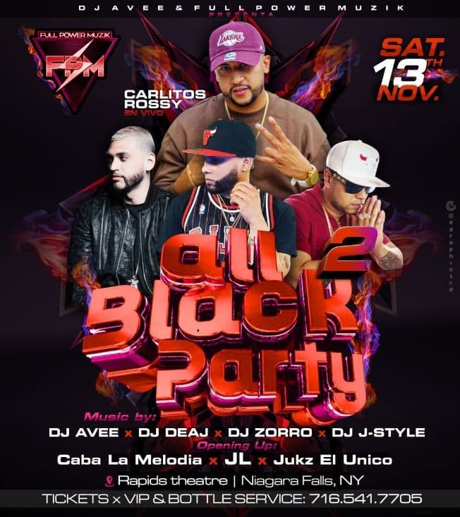 Event - ALL BLACK PARTY 2 | CARLITOS ROSSY EN VIVO - Niagara Falls, New York - November 13, 2021 | concert tickets