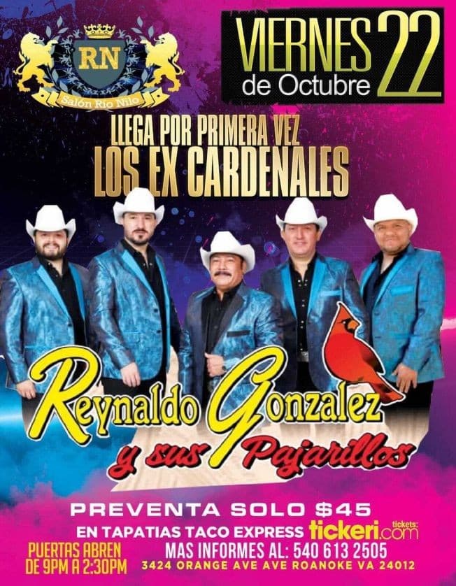 Event - REYNALDO GONZALEZ Y SUS PAJARILLOS EN VIVO ! ROANOKE VIRGINIA - Roanoke, Virginia - October 22, 2021 | concert tickets