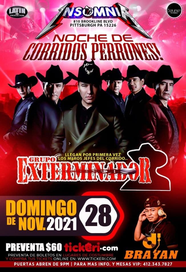 Event - Grupo Exterminador en Concierto ! PITTSBURGH PA. - Pittsburgh, Pennsylvania - November 28, 2021 | concert tickets