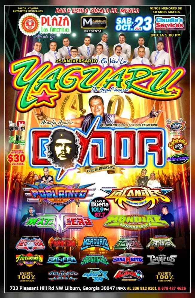 Event - LOS YAGUARÚ Y SONIDO CONDOR EN VIVO ! LILBURN GEORGIA - Lilburn, Georgia - October 23, 2021 | concert tickets