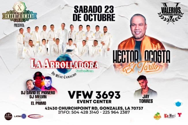 Event - Hector Acosta "El Torito" La Arrolladora Banda El Limon en Concierto en Luisiana. - Gonzales, Louisiana - October 23, 2021 | concert tickets