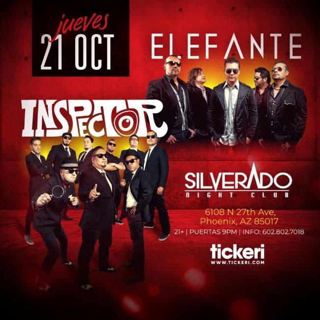 Event - ELEFANTE E INSPECTOR EN PHOENIX ARIZONA - Phoenix, Arizona - October 21, 2021 | concert tickets