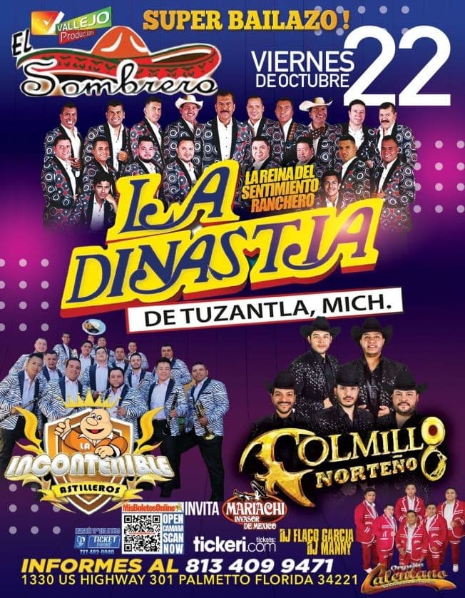 Event - LA DINASTIA DE TUZANTLA MICH,  LOS INCONTENIBLE ASTILLEROS, COLMILLO NORTEÑO EN VIVO ! PALMETTO FLORIDA - Palmetto, Florida - 22 de octubre de 2021 | concert tickets