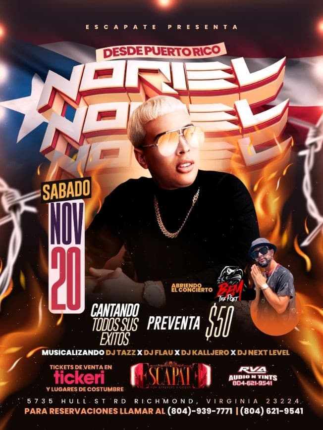 Event - Sabado 20 De Noviembre Desde Puerto Rico NORIEL EN VIVO - Richmond, Virginia - November 20, 2021 | concert tickets