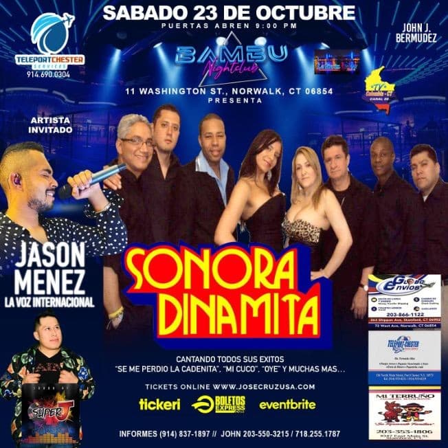 Event - ORQUESTA SONORA DINAMITA EN PRESENTACION EXCLUSIVA CON TODOS SUS EXITOS EN BAMBU NIGHT CLUB EN NORWALK CT 06854 - JCP - Norwalk, Connecticut - October 23, 2021 | concert tickets