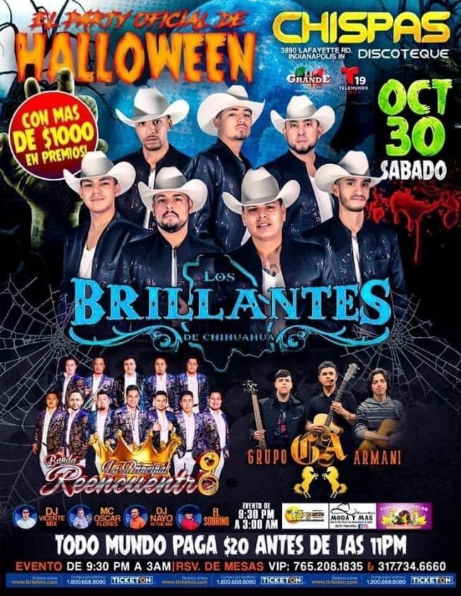 Event - LOS BRILLANTES DE CHIHUAHUA, LA PRINCIPAL  BANDA REENCUENTRO, GRUPO ARMANI EN VIVO ! INDIANAPOLIS INDIANA - Indianapolis, Indiana - October 30, 2021 | concert tickets