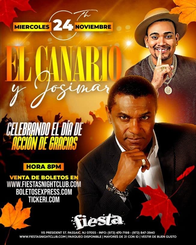 Event - JOSIMAR Y JOSE ALBERTO EL CANARIO EN VIVO ! PASSAIC NJ. - Passaic, New Jersey - November 24, 2021 | concert tickets