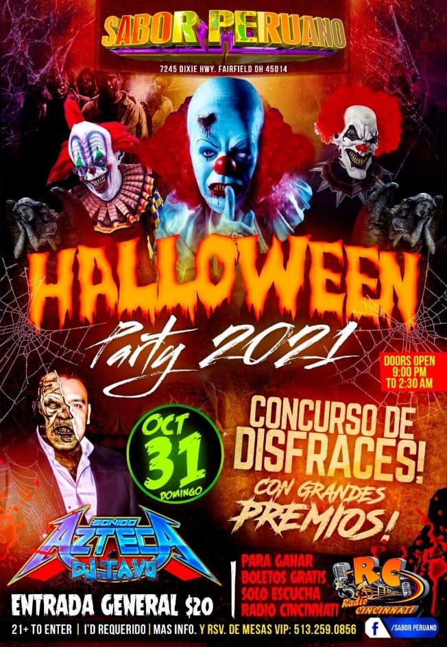 Event - HALLOWEEN PARTY 2021 - SONIDO AZTECA-DJ TAVO-CONCURSO DE DISFRASES - FAIRFIELD OHIO - Fairfield, Ohio - October 31, 2021 | concert tickets