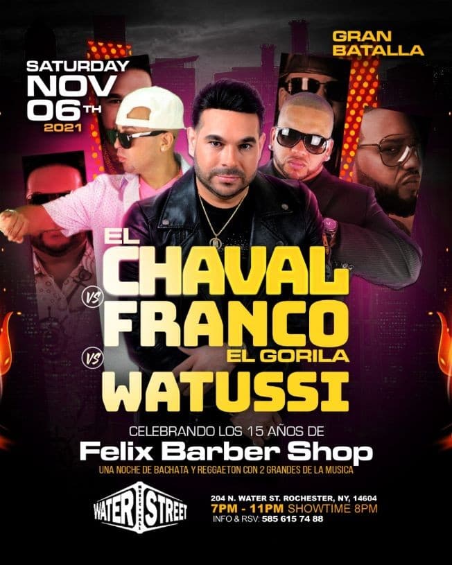 Event - EL CHAVAL DE LA BACHATA, Franco El Gorila Y Watussi  Bachata vs Reggaeton. - Rochester, New York - November 6, 2021 | concert tickets