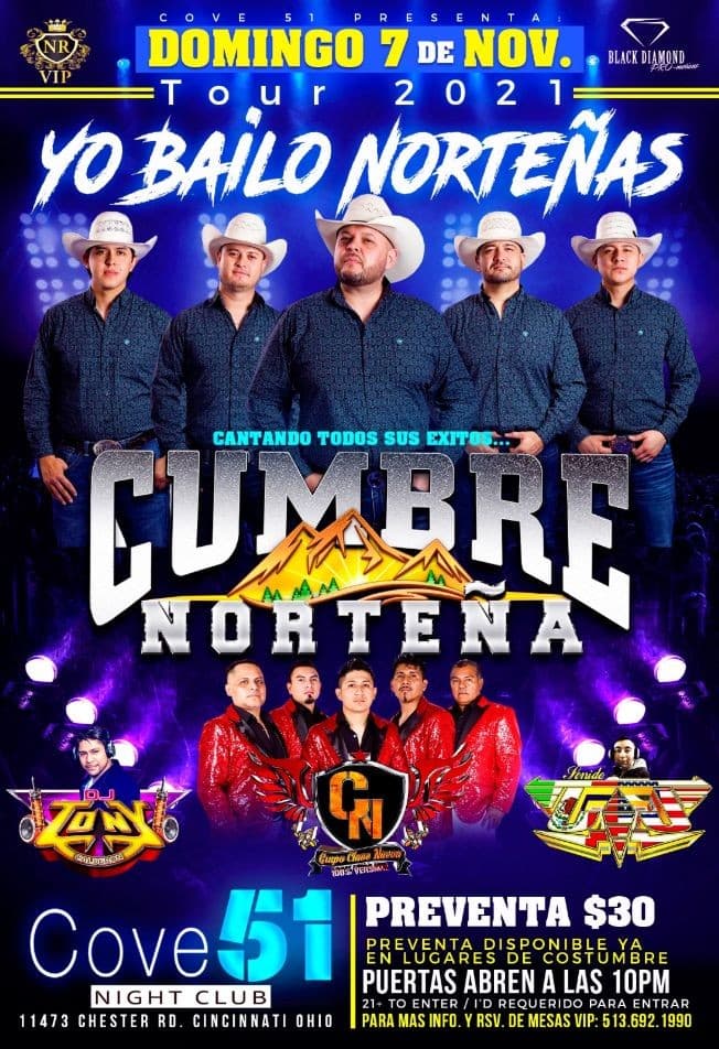 Event - CUMBRE NORTEÑA - YO BAILO NORTEÑAS TOUR 2021 - GRUPO CLAVE NUEVA - CINCINNATI OHIO - Cincinnati, Ohio - November 7, 2021 | concert tickets