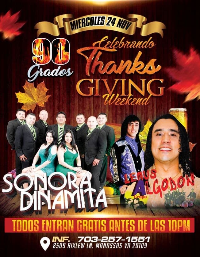 Event - SONORA DINAMITA,  LEMUS GRUPO ALGODON EN VIVO ! MANASSAS VIRGINIA - Manassas, Virginia - November 24, 2021 | concert tickets