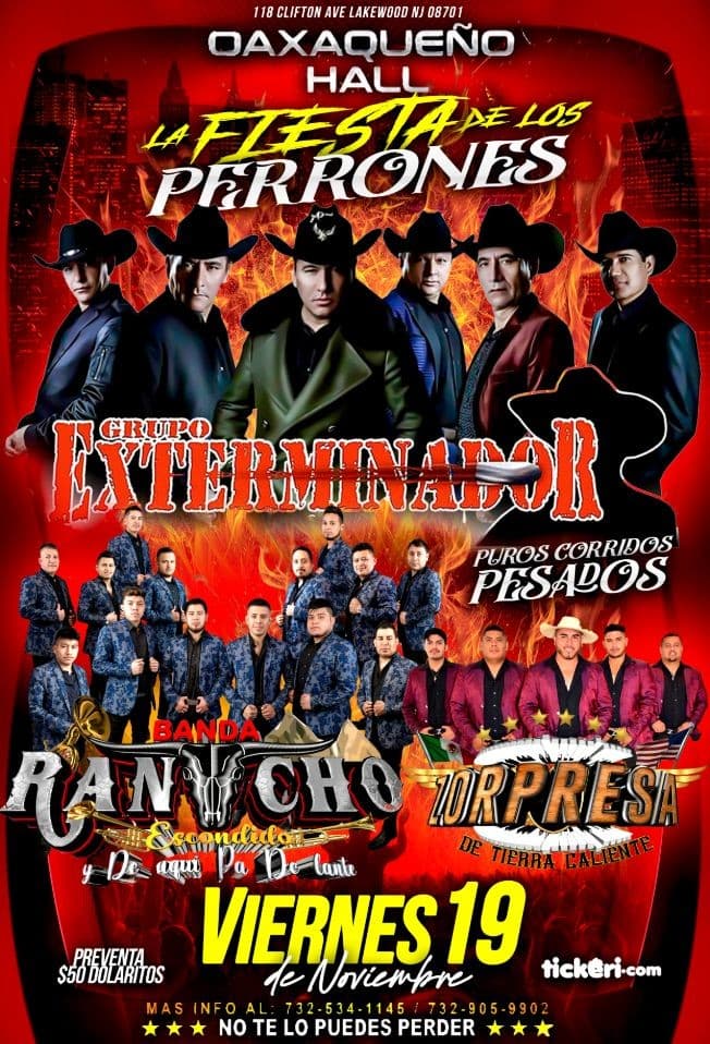 Event - GRUPO EXTERMINADOR, BANDA RANCHO ESCONDIDO, LA ZORPRESA DE TIERRA CALIENTE EN VIVO ! LAKEWOOD NJ. - Lakewood, New Jersey - November 19, 2021 | concert tickets