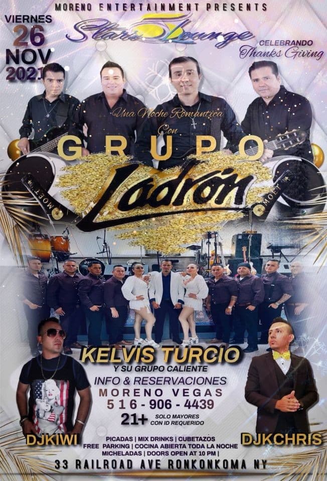 Event - Grupo Ladron En 5 Stars Lounge ! RONKONKOMA NY. - Ronkonkoma, New York - November 26, 2021 | concert tickets