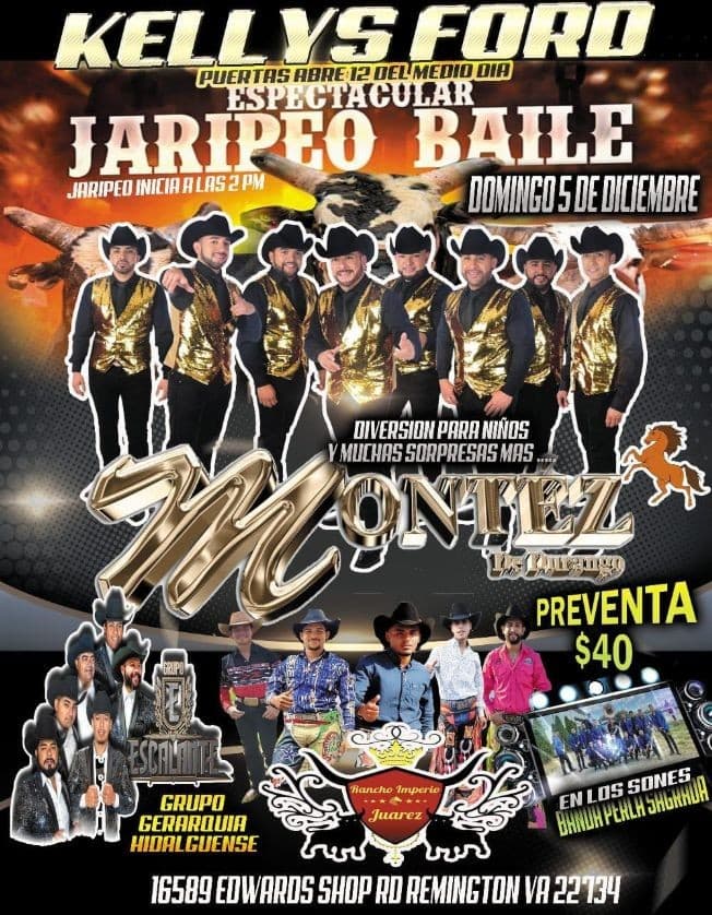 Event - MONTEZ DE DURANGO, GRUPO ESCALANTE, GRUPO GERARQUIA HIDALGUENSE EN VIVO ! REMINGTON VIRGINIA - Remington, Virginia - 5 de diciembre de 2021 | concert tickets