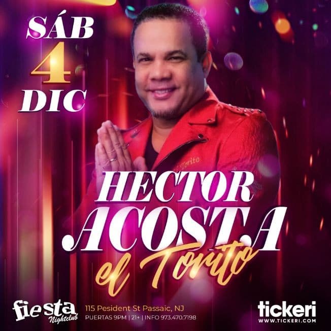 Event - HECTOR ACOSTA "EL TORITO" EN NEW JERSEY - Passaic, New Jersey - December 4, 2021 | concert tickets