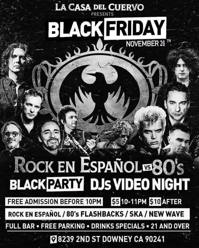 Event - BLACK FRIDAY ROCK EN ESPAÑOL VS 80'S - Downey, California - November 26, 2021 | concert tickets