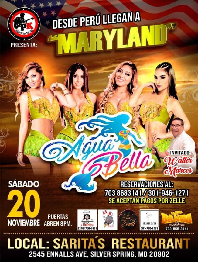 Event - AGUA BELLA " DESDE PERU A SILVER SPRING MARYLAND "  EN VIVO ! - Silver Spring, Maryland - November 20, 2021 | concert tickets
