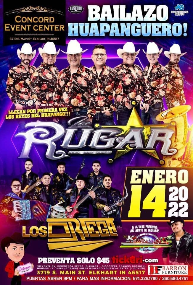 Event - LOS RUGAR, LOS ORTEGA  EN VIVO ! ELKHART INDIANA - Elkhart, Indiana - January 14, 2022 | concert tickets
