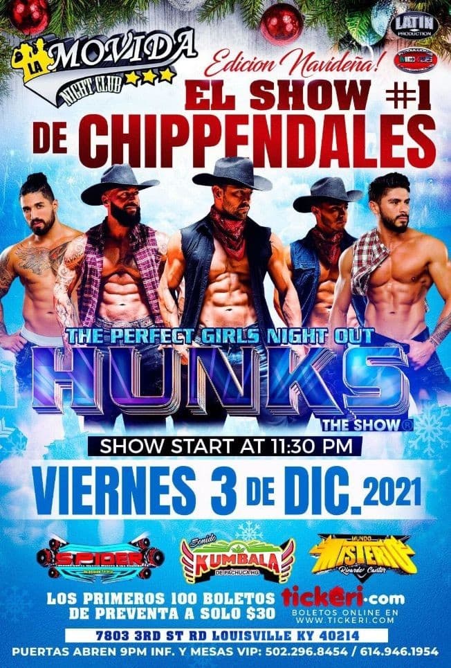 Event - EL SHOW # 1 OF CHIPPENDALES " THE PERFECT GIRLS NIGHT OUT HUNKS SHOW " ! LOUISVILLE KENTUCKY - Louisville, Kentucky - 3 de diciembre de 2021 | concert tickets