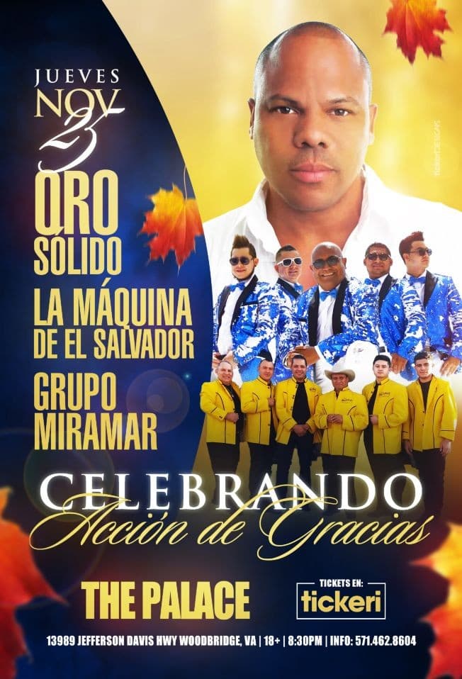 Event - Oro Sólido, La Maquina de El Salvador & Grupo Miramar en Woodbridge Va. - Woodbridge, Virginia - November 25, 2021 | concert tickets