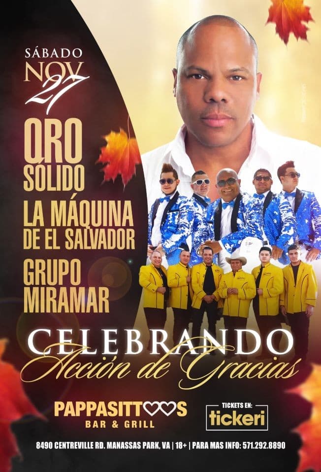 Event - Oro sólido/ La Maquina de El Salvador & Grupo Miramar en Manassas Va. - Manassas Park, Virginia - November 27, 2021 | concert tickets