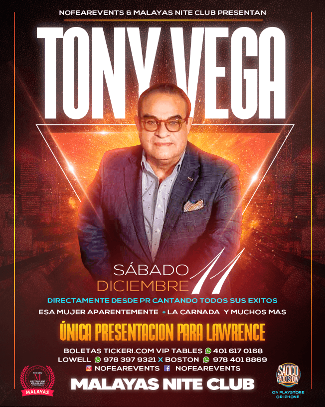 Event - Tony vega en Vivo ! LAWRENCE MA. - Lawrence, Massachusetts - December 11, 2021 | concert tickets