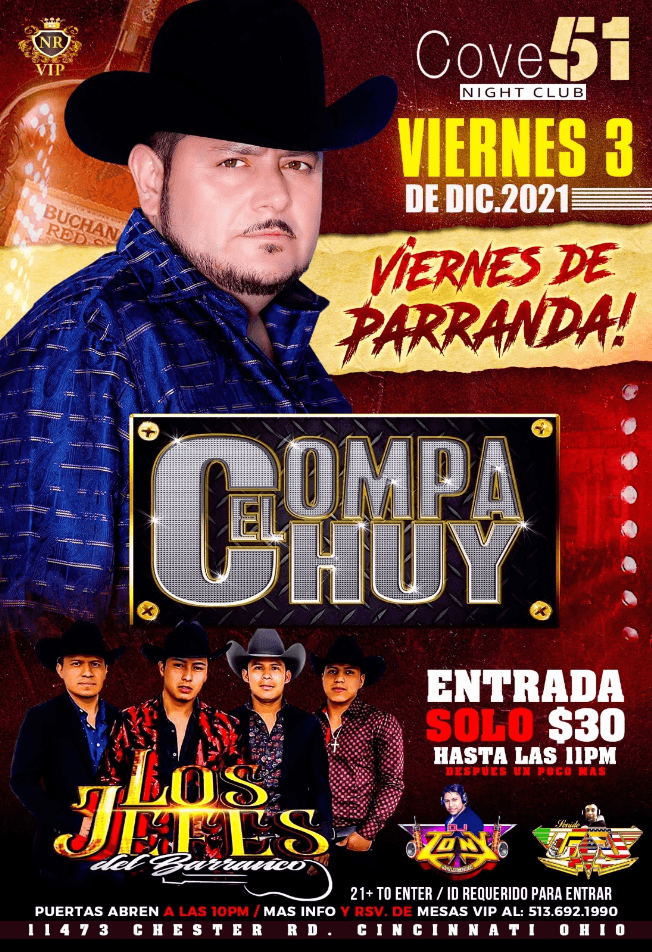 Event - EL COMPA CHUY, LOS JEFES DEL BARRANCO EN VIVO (NR) CINCINNATI OHIO - Cincinnati, Ohio - December 3, 2021 | concert tickets
