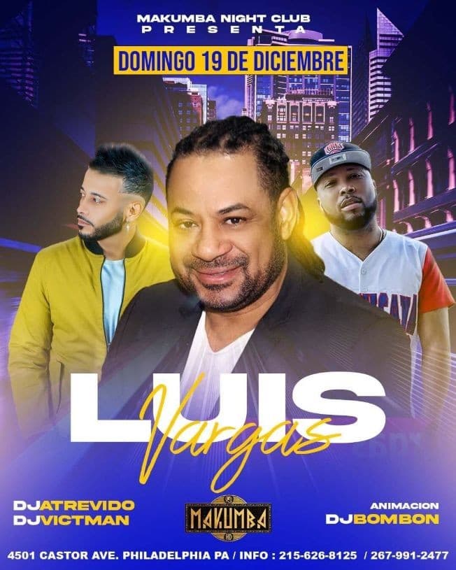 Event - LUIS VARGAS EN CONCIERTO ! PHILADELPHIA PENNSYLVANIA - Philadelphia, Pennsylvania - December 19, 2021 | concert tickets