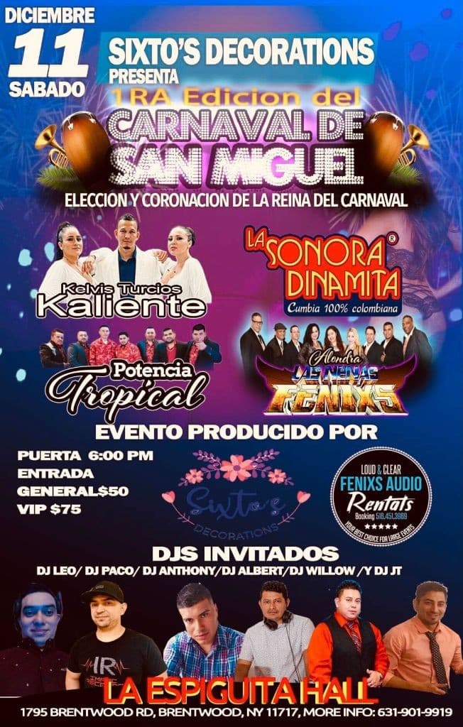 Event - Carnaval de San Miguel en Long Island ! BRENTWOOD NY. - Brentwood, New York - December 11, 2021 | concert tickets