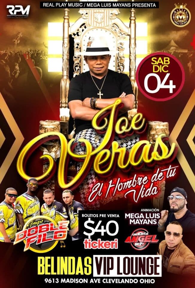 Event - JOE VERAS EN CONCIERTO @ BELINDAS VIP LOUNGE - CLEVELAND, Ohio - December 4, 2021 | concert tickets