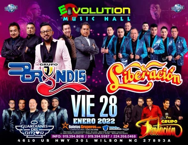 Event - GRUPO LIBERACION. GRUPO BRYNDIS,  LOS GUARDIANES DEL AMOR, GRUPO TENTACION EN VIVO ! WILSON NC. - Wilson, North Carolina - January 28, 2022 | concert tickets