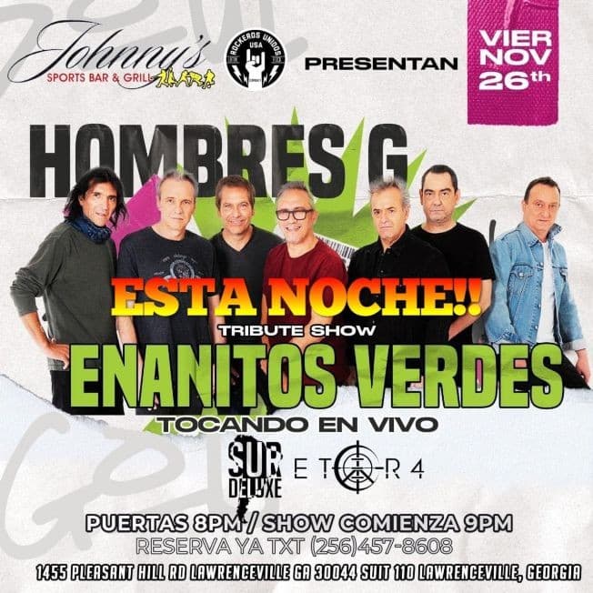 Event - HOMBRES G vs ENANITOS VERDES (TRIBUTO) LAWRENCEVILLE - Lawrenceville, Georgia - November 26, 2021 | concert tickets