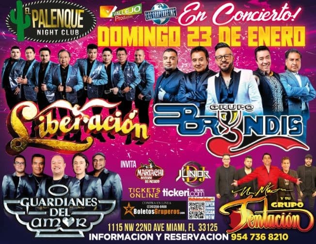 Event - GRUPO LIBERACION, GRUPO BRYNDIS, LOS GUARDIANES DEL AMOR, GRUPO TENTACION EN VIVO !  MIAMI FL - Miami, Florida - January 23, 2022 | concert tickets
