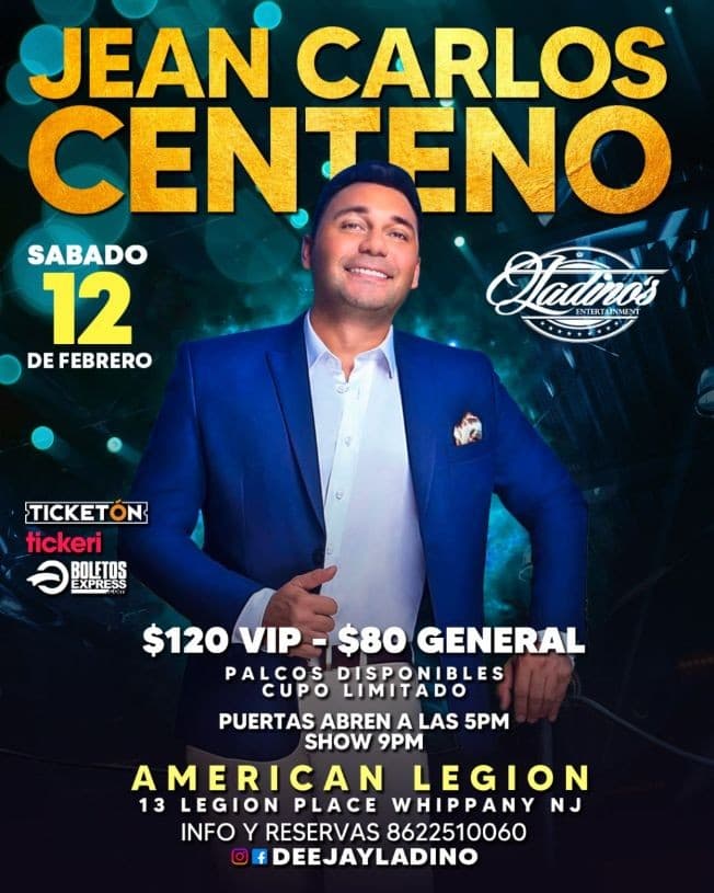 Event - JEAN CARLOS CENTENO EN CONCIERTO ! WHIPPANY NJ. - Whippany, New Jersey - February 12, 2022 | concert tickets