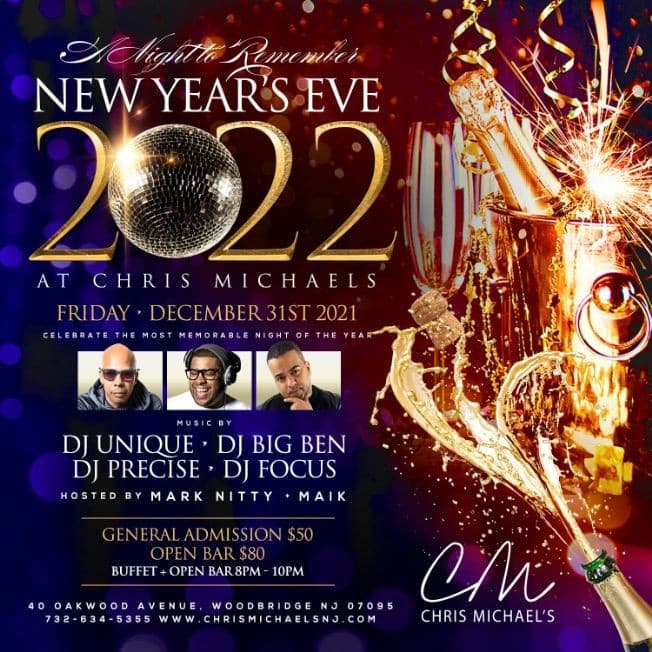 Event - NYE 2022 At Chris Michaels - Woodbridge Township, New Jersey - 31 de diciembre de 2021 | concert tickets