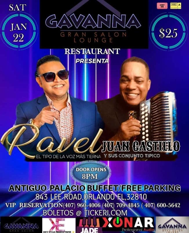 Event - RAVEL " EL TIPO DE LA VOZ MAS TIERNA ", JUAN CASTILLO Y SU CONJUNTO TIPICO EN VIVO ! ORLANDO FLORIDA - Orlando, Florida - January 22, 2022 | concert tickets