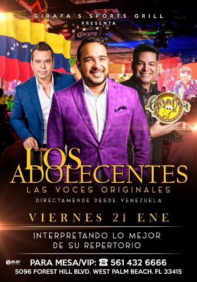 Event - Los Adolescentes en Concierto ! West Palm Beach - West Palm Beach, Florida - January 21, 2022 | concert tickets