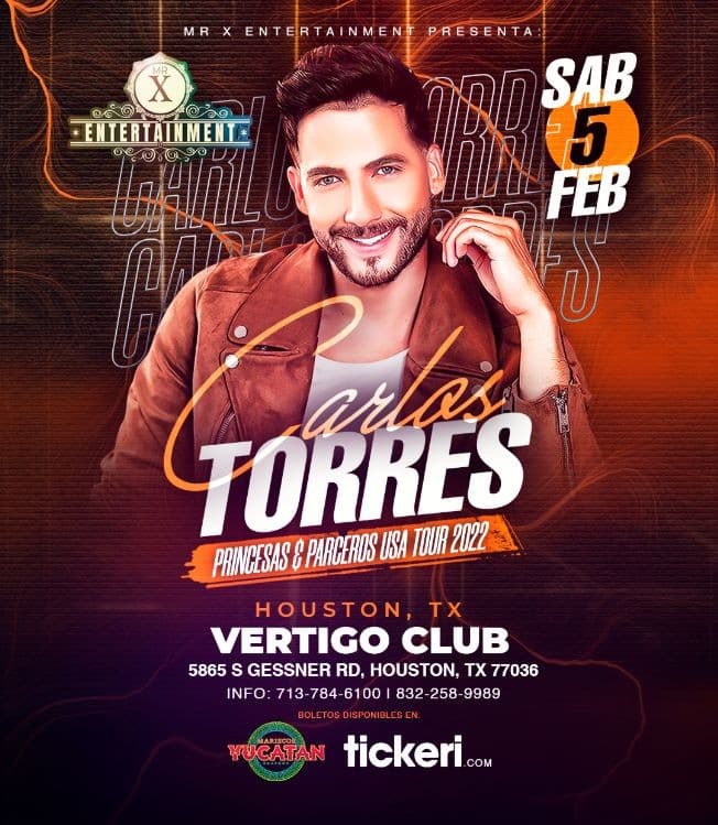 Event - CARLOS TORRES PRINCESAS Y PARCEROS TOUR HOUSTON TX - Houston, Texas - February 5, 2022 | concert tickets