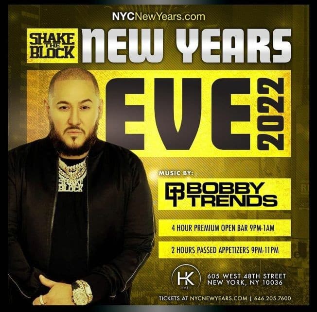 Event - NYE 2022 DJ Bobby Trends Live At HK Hall - New York, New York - December 31, 2021 | concert tickets
